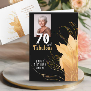 70 and Fabulous Gold Foliage 70th Birthday Photo Card