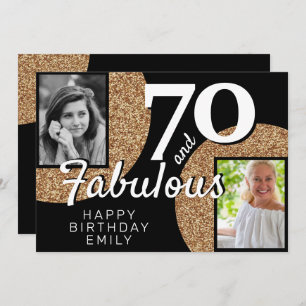 70 and Fabulous Gold Glitter 2 Photo 70th Birthday Card
