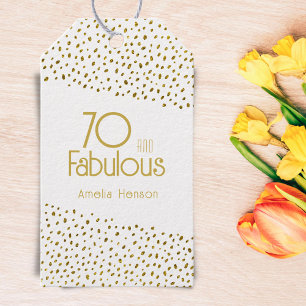 70 and Fabulous Gold Glitter 70th Birthday Gift Tags