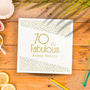 70 and Fabulous Gold Glitter 70th Birthday Napkin