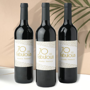 70 and Fabulous Gold Glitter 70th Birthday Wine Label