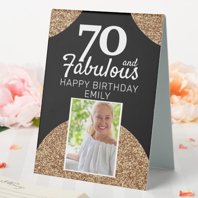 70 and Fabulous Gold Glitter Photo 70th Birthday (In SItu (Wedding))