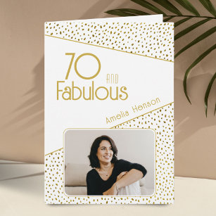 70 and Fabulous Gold Glitter Photo 70th Birthday  Card