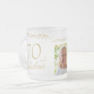 70 and Fabulous Ornament 70th Birthday Photo Frosted Glass Coffee Mug