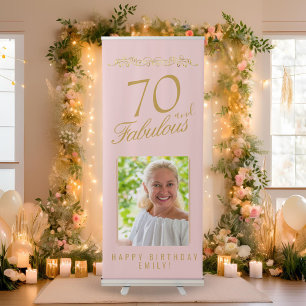 70 and Fabulous Ornament Birthday Photo Backdrop Retractable Banner