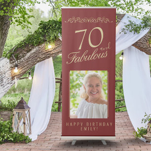 70 and Fabulous Ornament Birthday Photo Backdrop Retractable Banner
