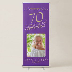 70 and Fabulous Ornament Birthday Photo Backdrop Retractable Banner