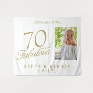 70 and Fabulous Ornament Birthday Photo Backdrop Tapestry