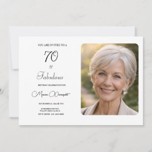 70 and Fabulous  Photo 70th Birthday Party Invitation