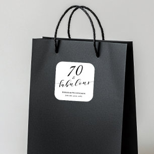 70 and Fabulous Seventy Birthday Elegant Script Square Sticker