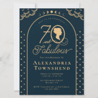 70 and Fabulous Vintage Blue Gold 70th Birthday