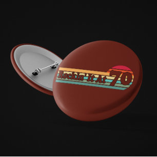70 and Proud Retro Sunset Badge of Life