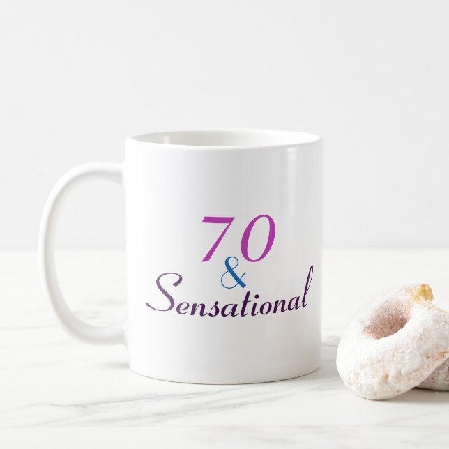 70 and Sensational 70th Birthday Classy Gift Coffee Mug (With Donut)