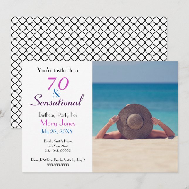 70 and Sensational 70th Birthday Party Invitation (Front/Back)