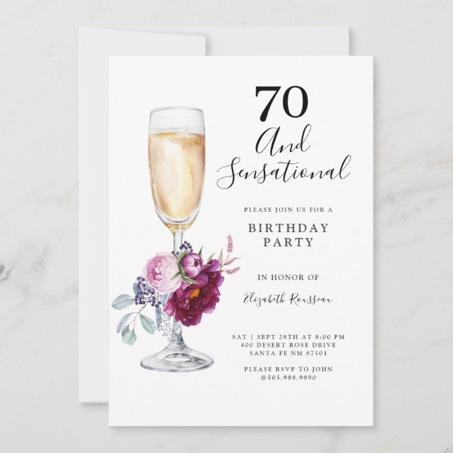 70 And Sensational Birthday Party Invitation (Front)