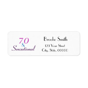 70 and Sensational Personalise Return Address