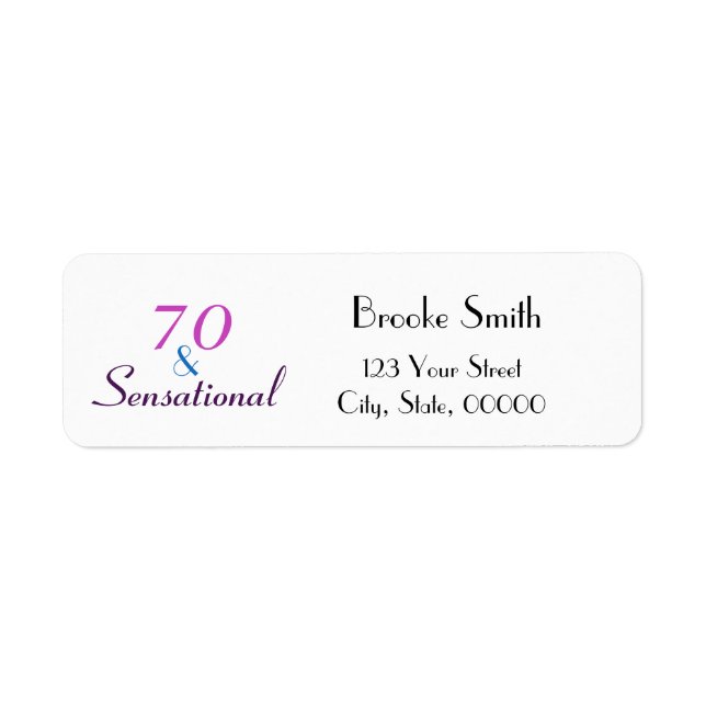 70 and Sensational Personalise Return Address (Front)