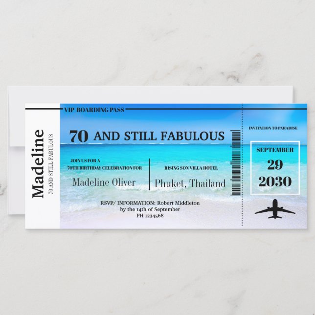 70 and Still Fabulous Boarding Pass Birthday (Front)