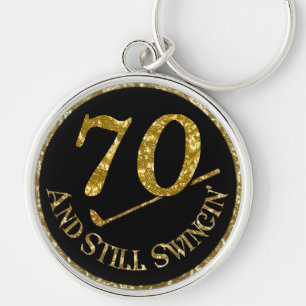 70 And Still Swingin' Golf Balls Key Ring