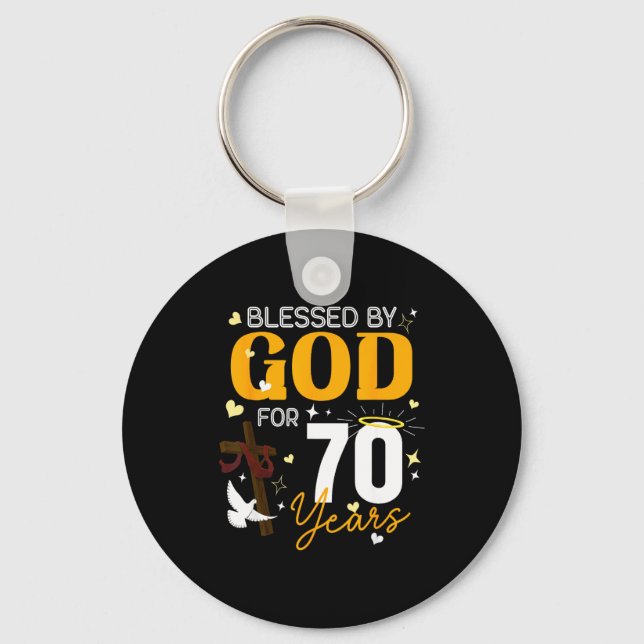 70 Birthday Blessed By God For 70 Years Old 70th B Key Ring (Front)