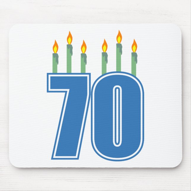70 Birthday Candles (Blue / Green) Mouse Mat (Front)