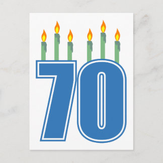 70 Birthday Candles (Blue / Green) Postcard