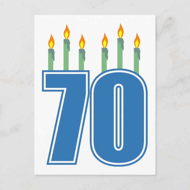 70 Birthday Candles (Blue / Green) Postcard (Front)