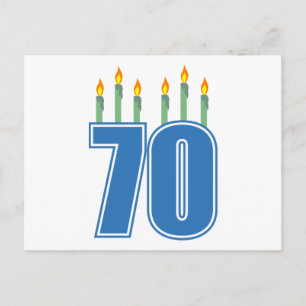 70 Birthday Candles (Blue / Green) Postcard