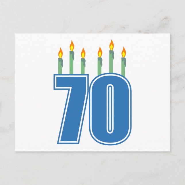 70 Birthday Candles (Blue / Green) Postcard (Front)
