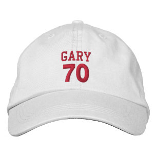 70 Birthday Custom Name Red Embroidery V15 Embroidered Hat