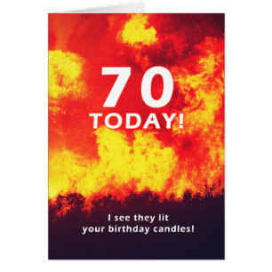 70 Birthday Forest Fire Candle Humour 