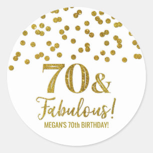 70 & Fabulous Birthday Gold Confetti Classic Round Sticker