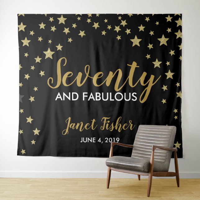 70 & Fabulous birthday Photo Booth backdrop banner Tapestry (In Situ (Horizontal))