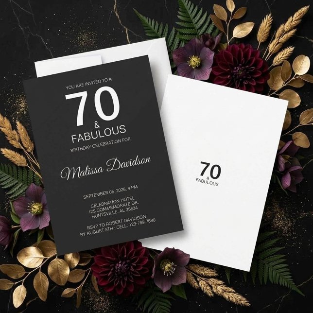 70 & Fabulous Black Elegant Invite (70 & Fabulous Black Elegant Invitation)