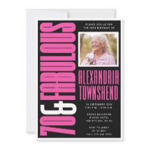 70 & Fabulous Bold Pink Black 70th Birthday