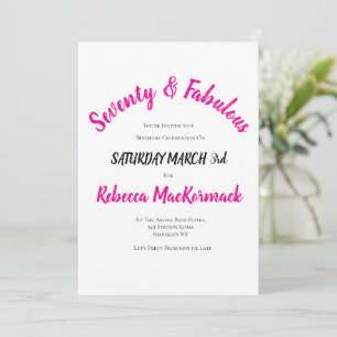 70 & Fabulous Elegant 70th Birthday Party Invitation