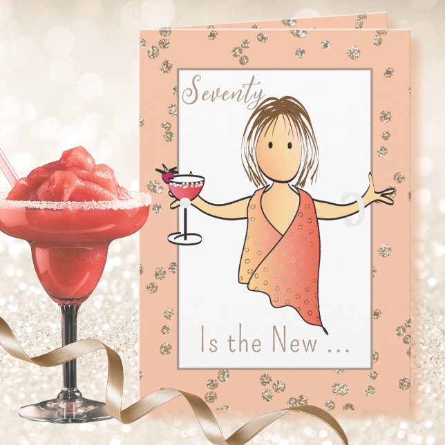 70 Fabulous Female Cartoon Margarita 70th Birthday Card (Creator Uploaded)