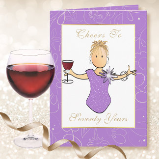 70 Fabulous Female Cartoon Purple Funny Birthday Card