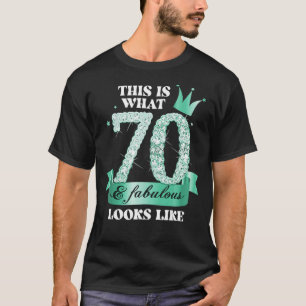 70 & Fabulous I Turquoise Black Party Group Photo  T-Shirt