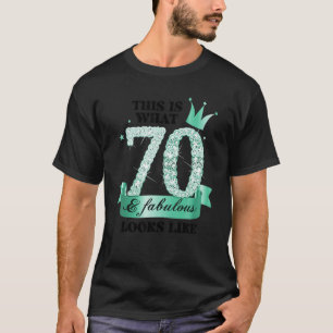 70 & Fabulous I Turquoise White Party Group Photo  T-Shirt