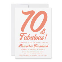 70 & Fabulous Orange Retro Script 70th Birthday 