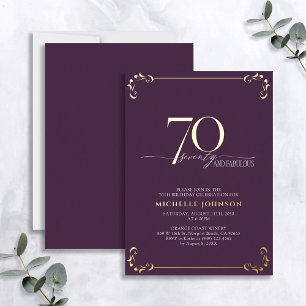 70 & Fabulous Purple & Gold Calligraphy Birthday