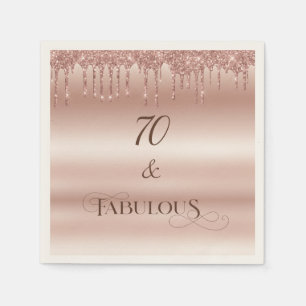 70 Fabulous Rose Gold Glitter Birthday Party Napkin