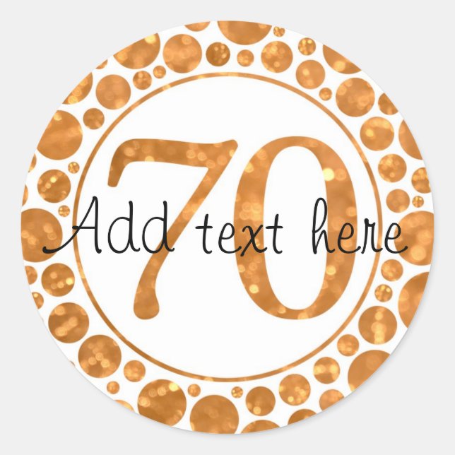 70 In Gold - 70th Birthday Party Stickers (Front)