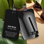 70 Inspired Line Art Shades of Grey and Black Luggage Tag<br><div class="desc">A bohemian curved design with a striped pattern and circular shapes in black and grey colours. A bold yet minimal design with an optional area to add text.</div>