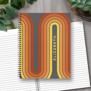70 Inspired Line Art Sunset Red Orange Yellow Arch Notebook