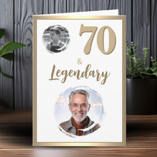 70 & Legendary 2 Photos 70th Birthday Card