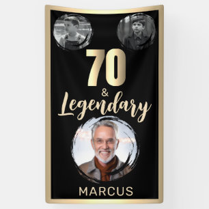 70 & Legendary 3 Photos 70th Birthday Gold Banner