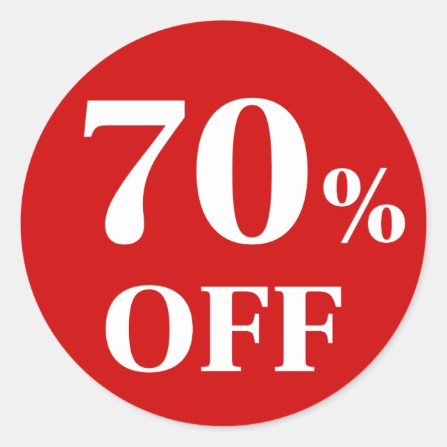 70% OFF Red Background Classic Round Sticker (Front)