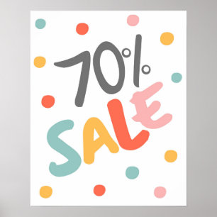 70% Off Sale Sign, Clearance Sale Sign, 70% Sale Poster